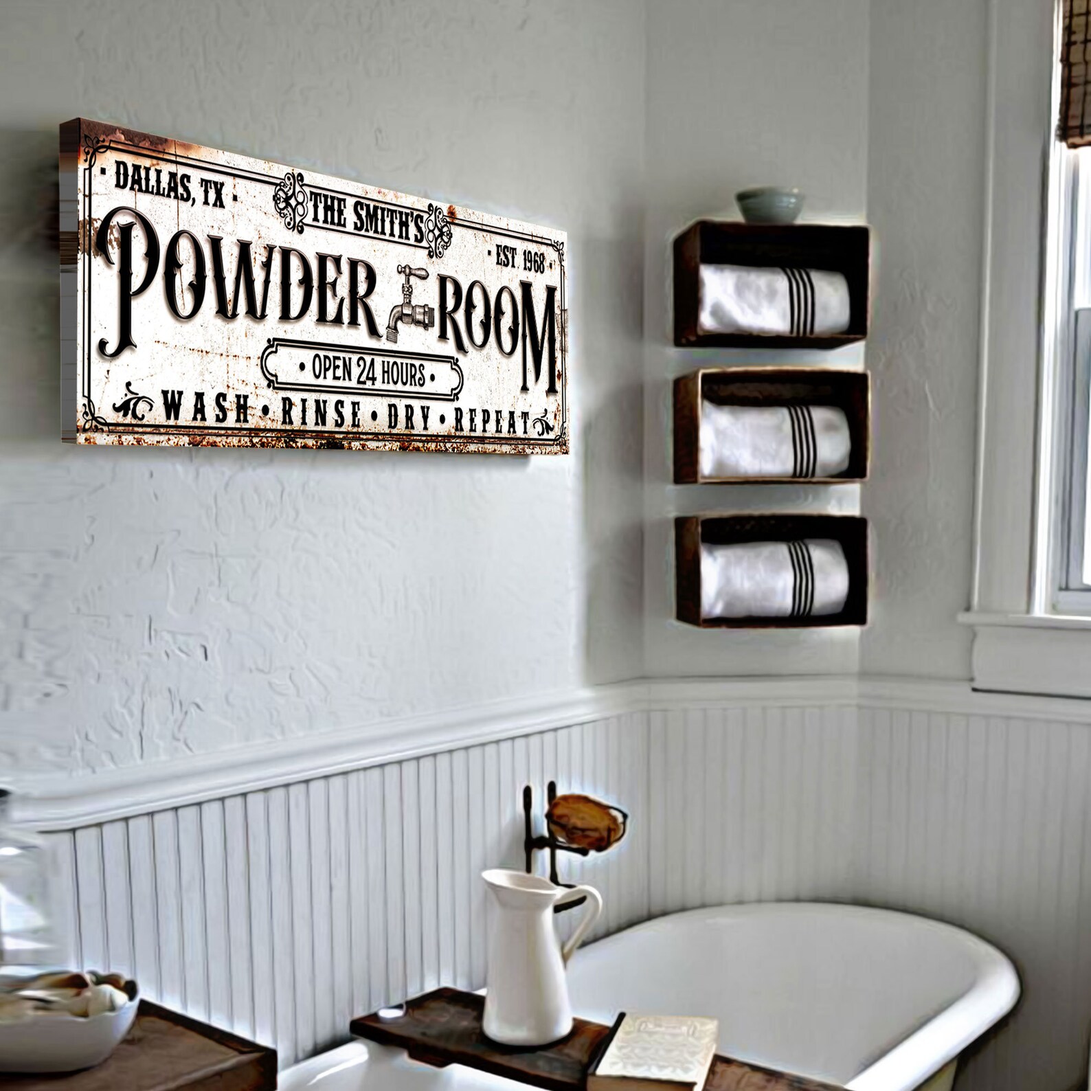 Powder Room Decor | Bathroom Wall Decor | Rustic Bathroom Sign | Powder ...