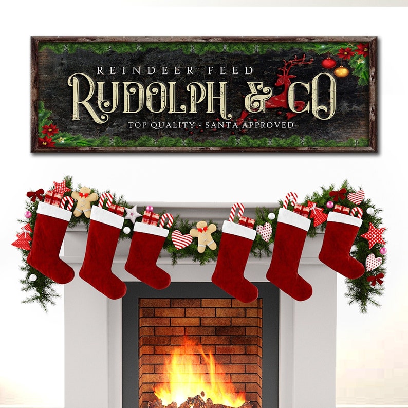 Reindeer Sign | Approved by Santa Christmas Reindeer Wall Decor | Santa Approved Christmas Canvas | Christmas Art Holiday Decor Style 1