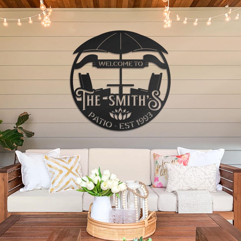 Custom Patio Metal Sign | Welcome to Our Patio Sign | Patio Outdoor ...
