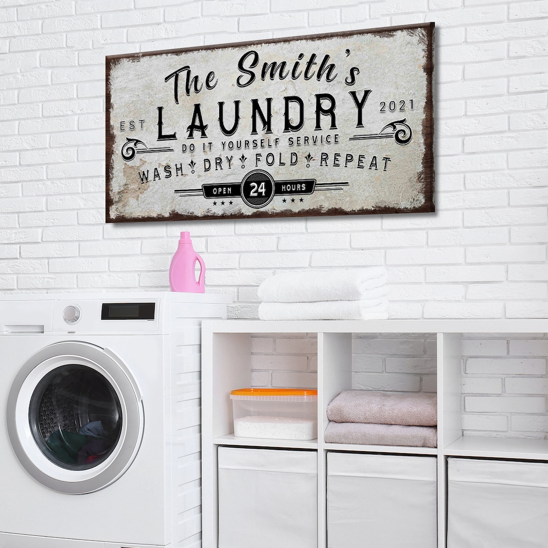 Laundry Room Wall Art | Self Service Laundry Room Sign | Personalized ...
