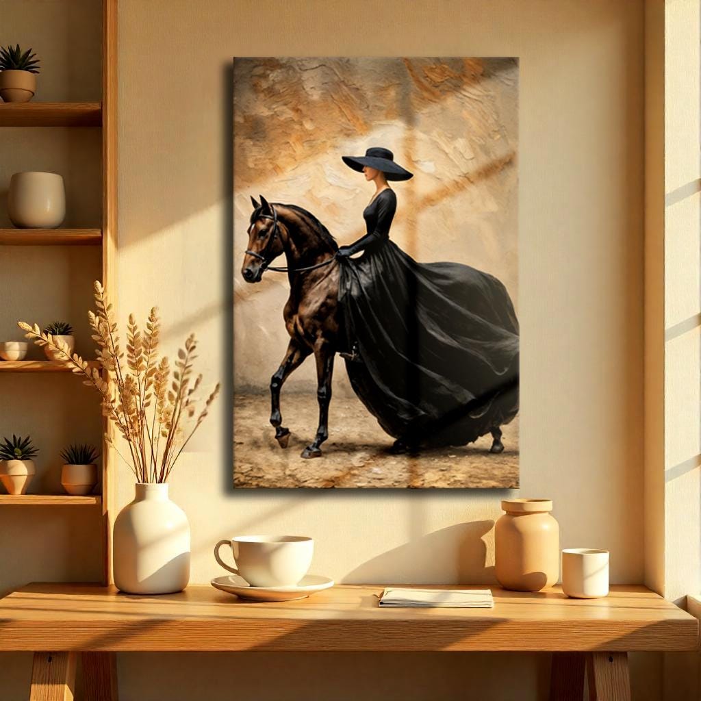 Elegant Equestrian Wall Art | Equestrian Canvas Print | Woman Riding ...