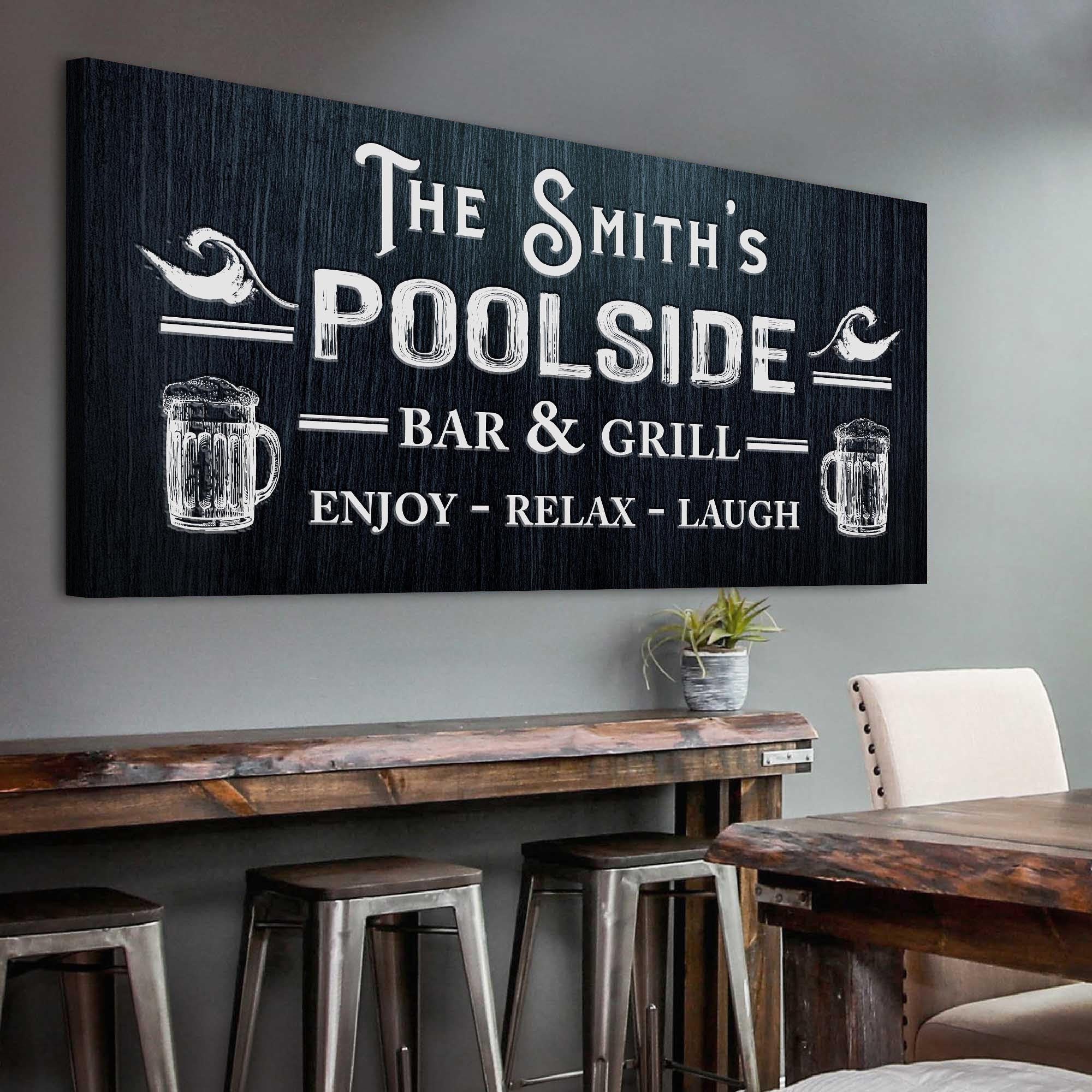 Poolside Bar And Grill Sign Basement Bar Wall Decor Poolside Etsy