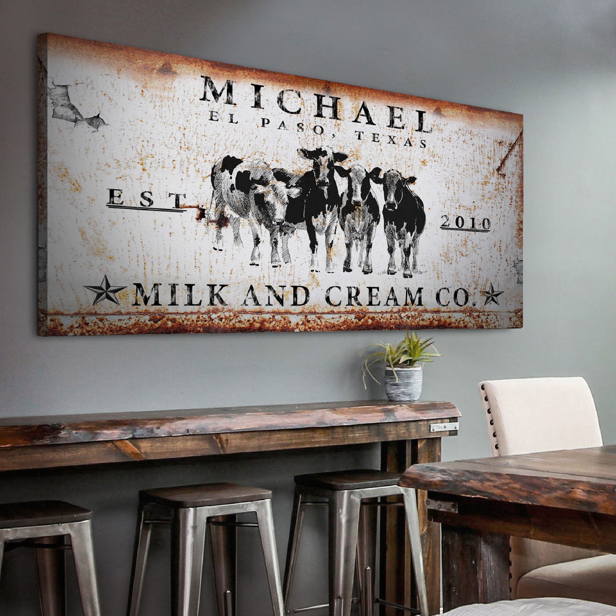 Dairy Farm Sign | Style & Co. Dairy Cattle Ranch Wall Decor | Dairy Cow Art Ranch Sign | Farm Wall Decor | Farm Sign Cow Wall Art