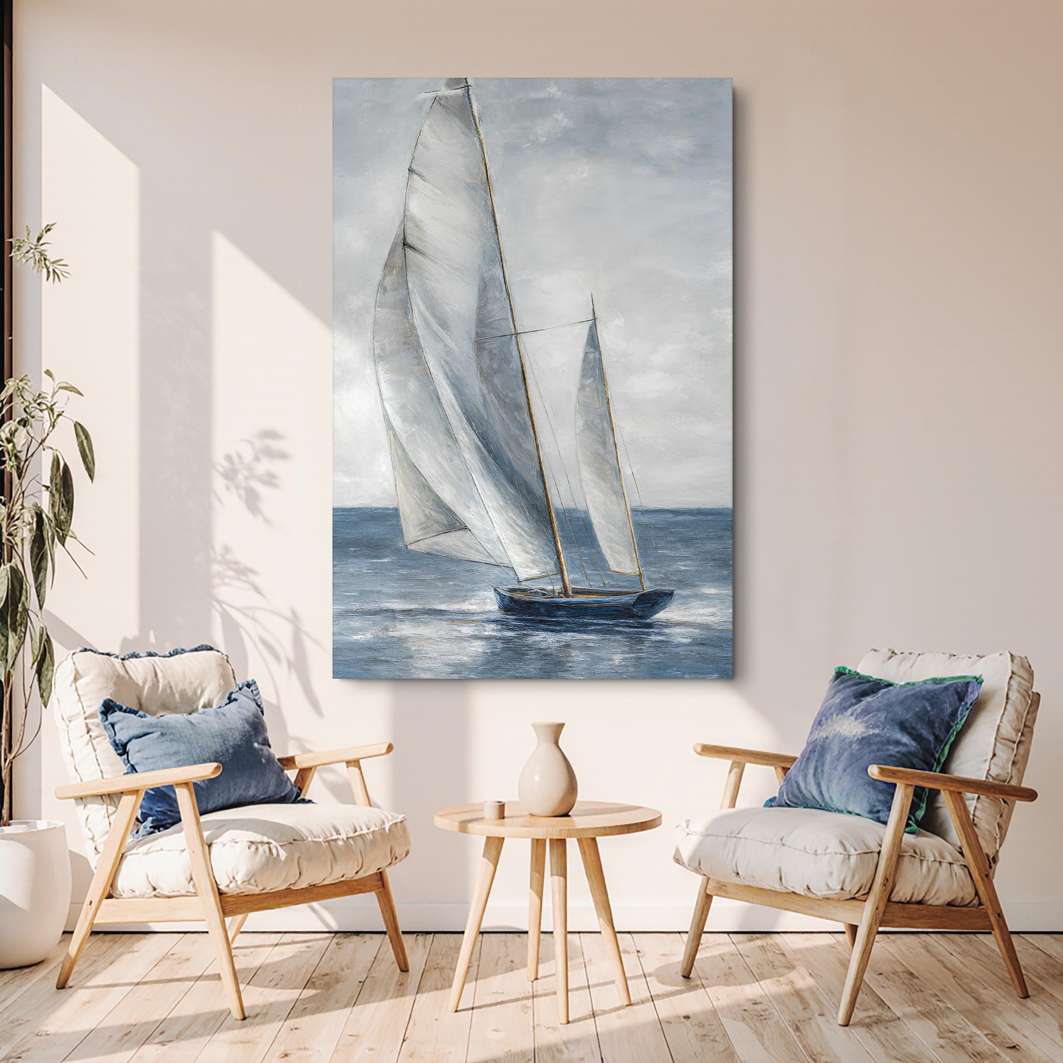 Nautical Abstraction Wall Art | Sailboat Canvas Wall Art | Ocean Breeze ...