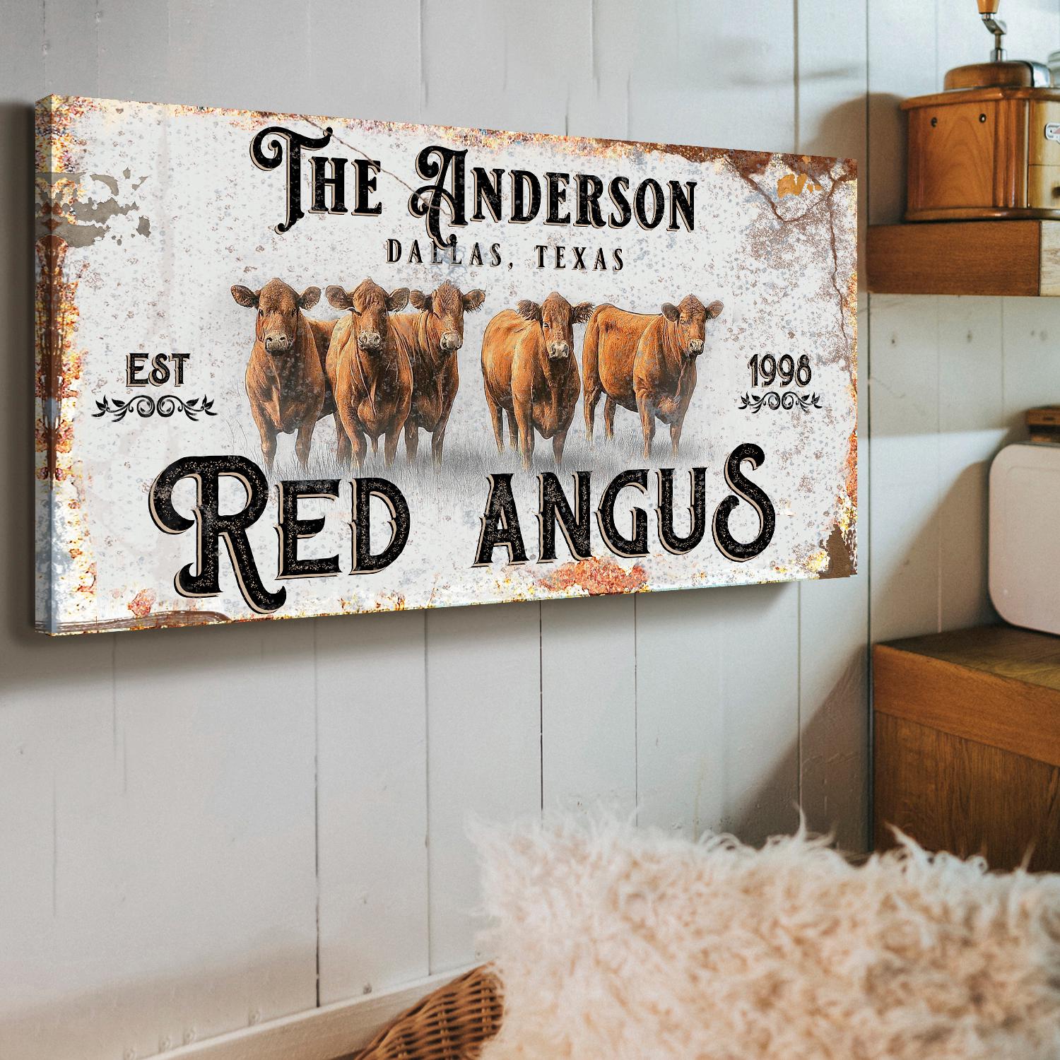 Angus Sign Red Angus Cattle Sign | Cattle Ranch Wall Sign | Cow Sign Farm Sign ...