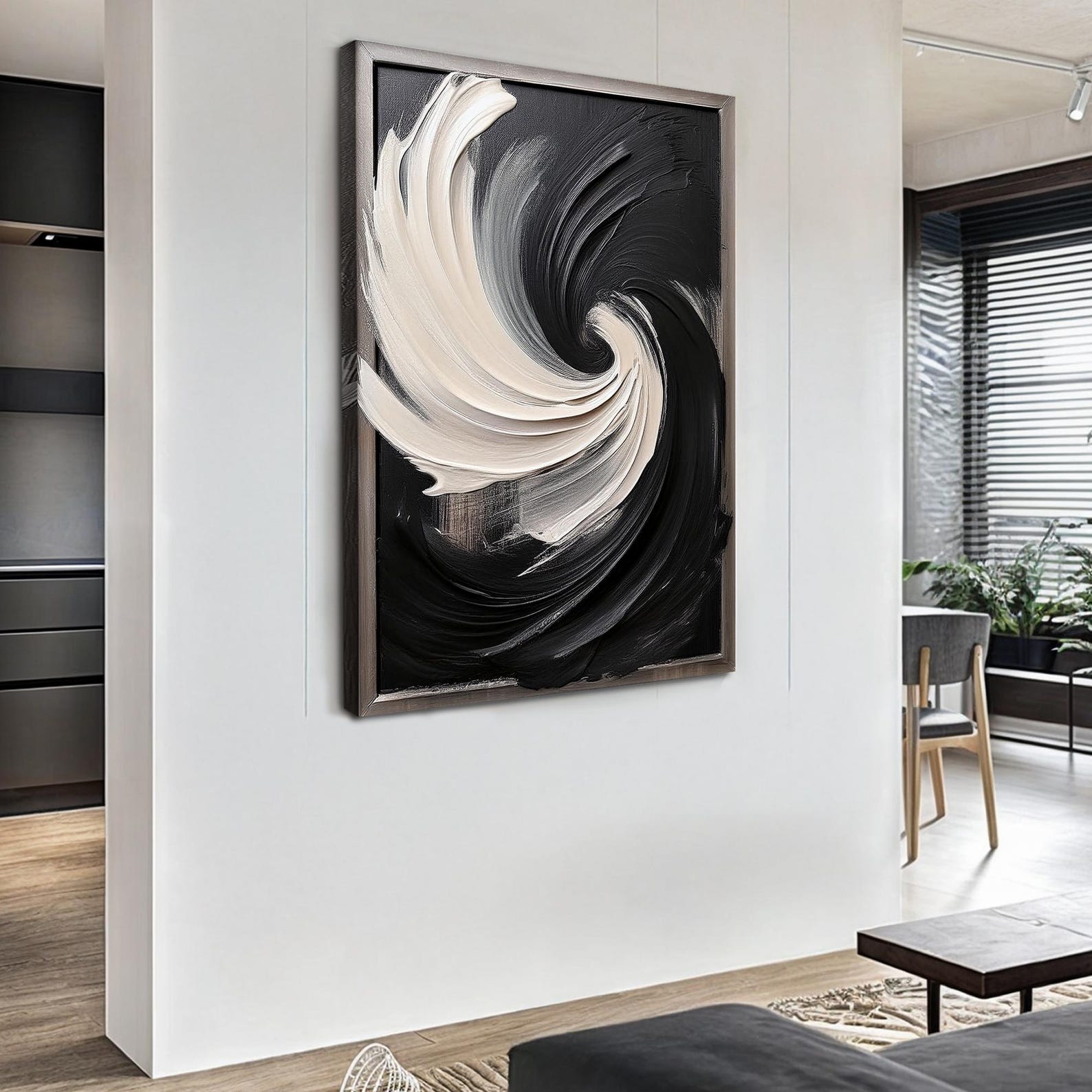 Black and White Vortex Abstract Wall Art | Black and White Abstract ...