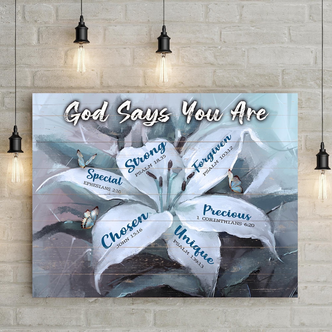 God Says You Are Canvas Wall Art | Flower Faith Sign Christian Home ...