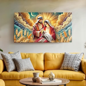 Faith Wall Art | Holy Family Wall Art | Nativity Scene Canvas | Religious Jesus Mary Joseph Art | Living Room Wall Art | Church Wall Art