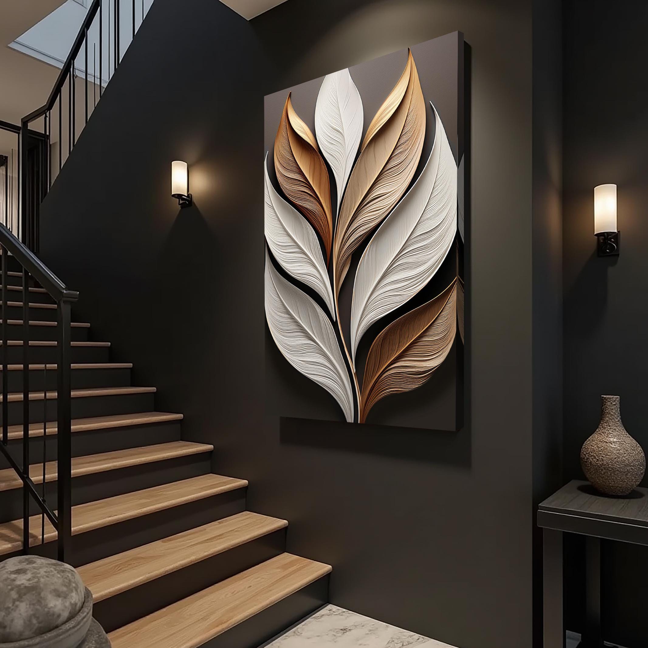 Elegant Leaf Wall Art | Abstract Leaf Canvas Print | Minimalist Nature ...