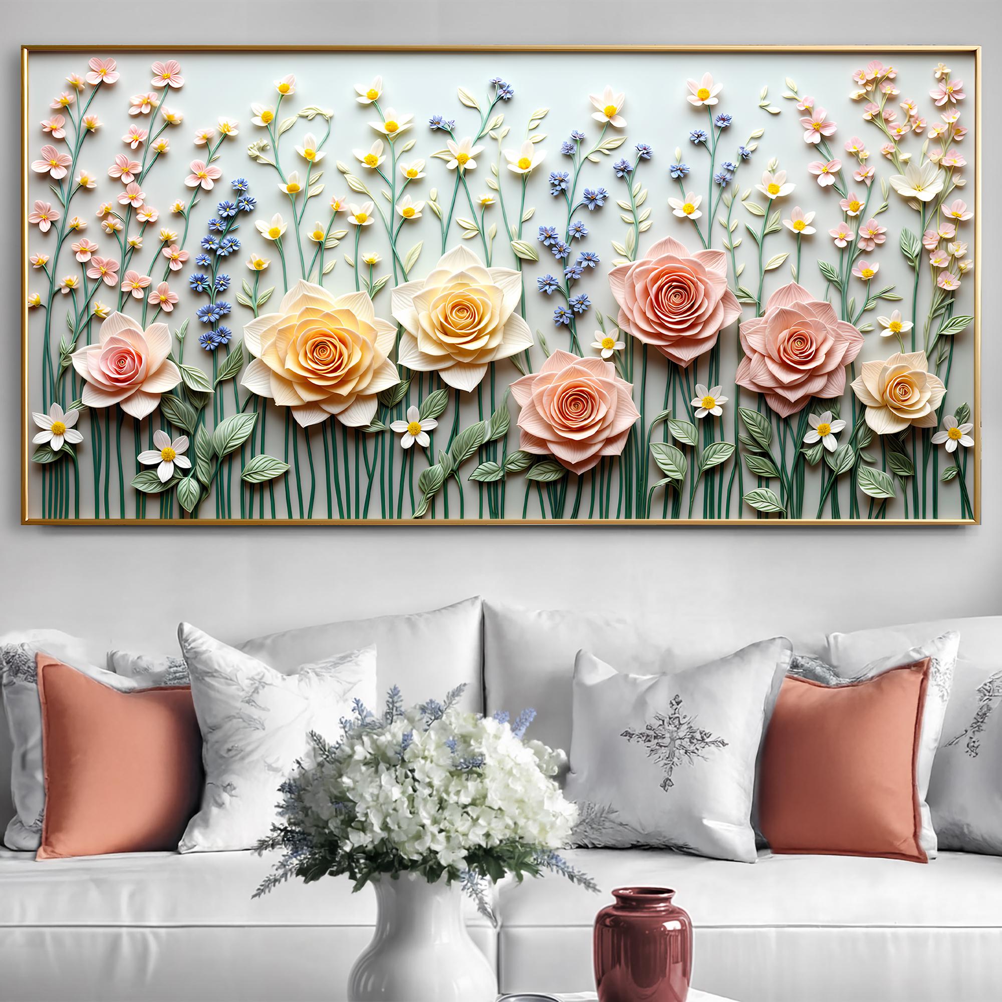 Garden Rhapsody Wall Art | Colorful Floral Abstract Canvas Wall