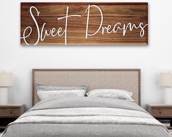 Sweet Dreams Sign | Personalized Bedroom Decor | Wall Decor Master Bedroom Sign | Custom Bedroom Wall Art | Above Bed Artwork Canvas