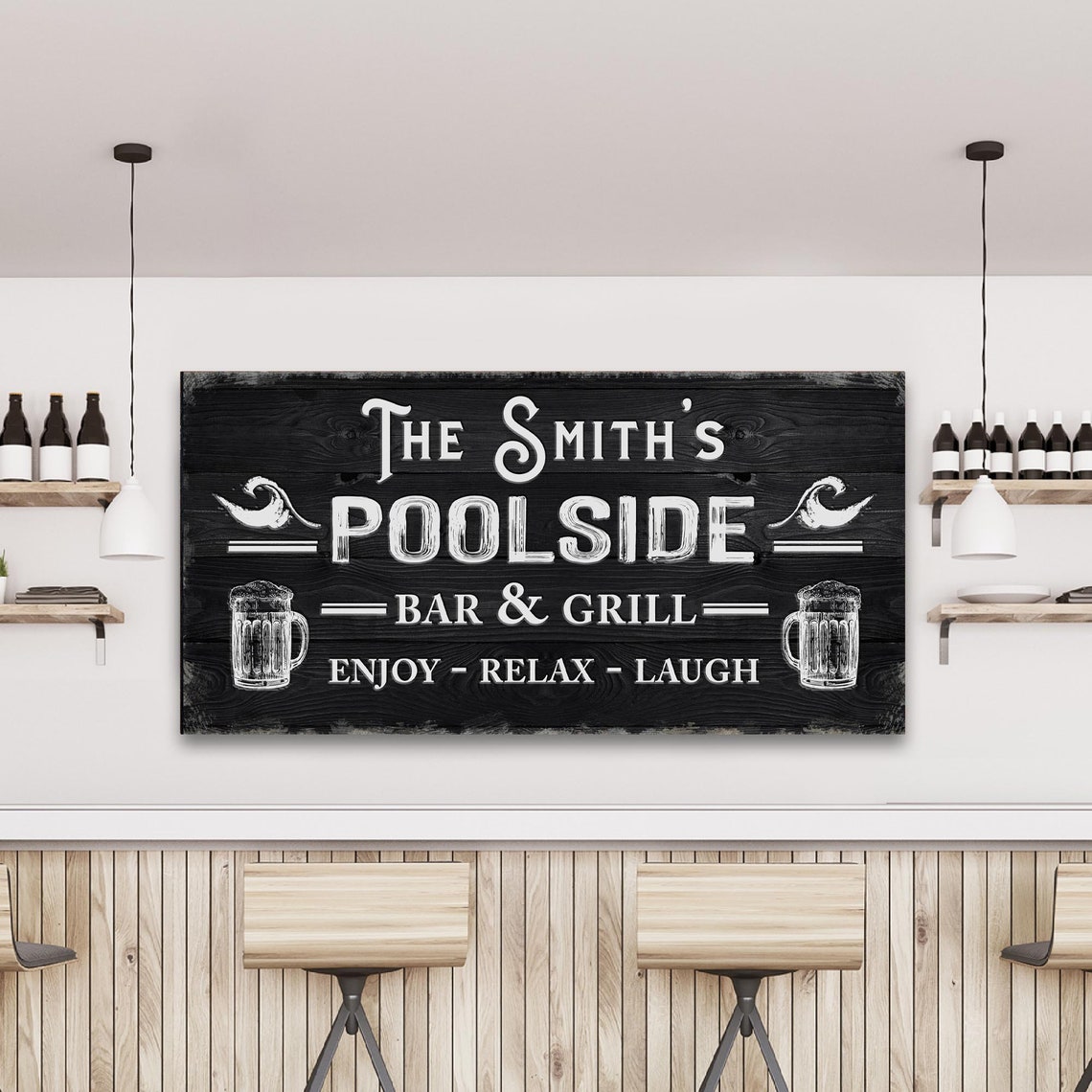 Poolside Bar And Grill Sign Enjoy Relax Laugh Bar Sign Etsy