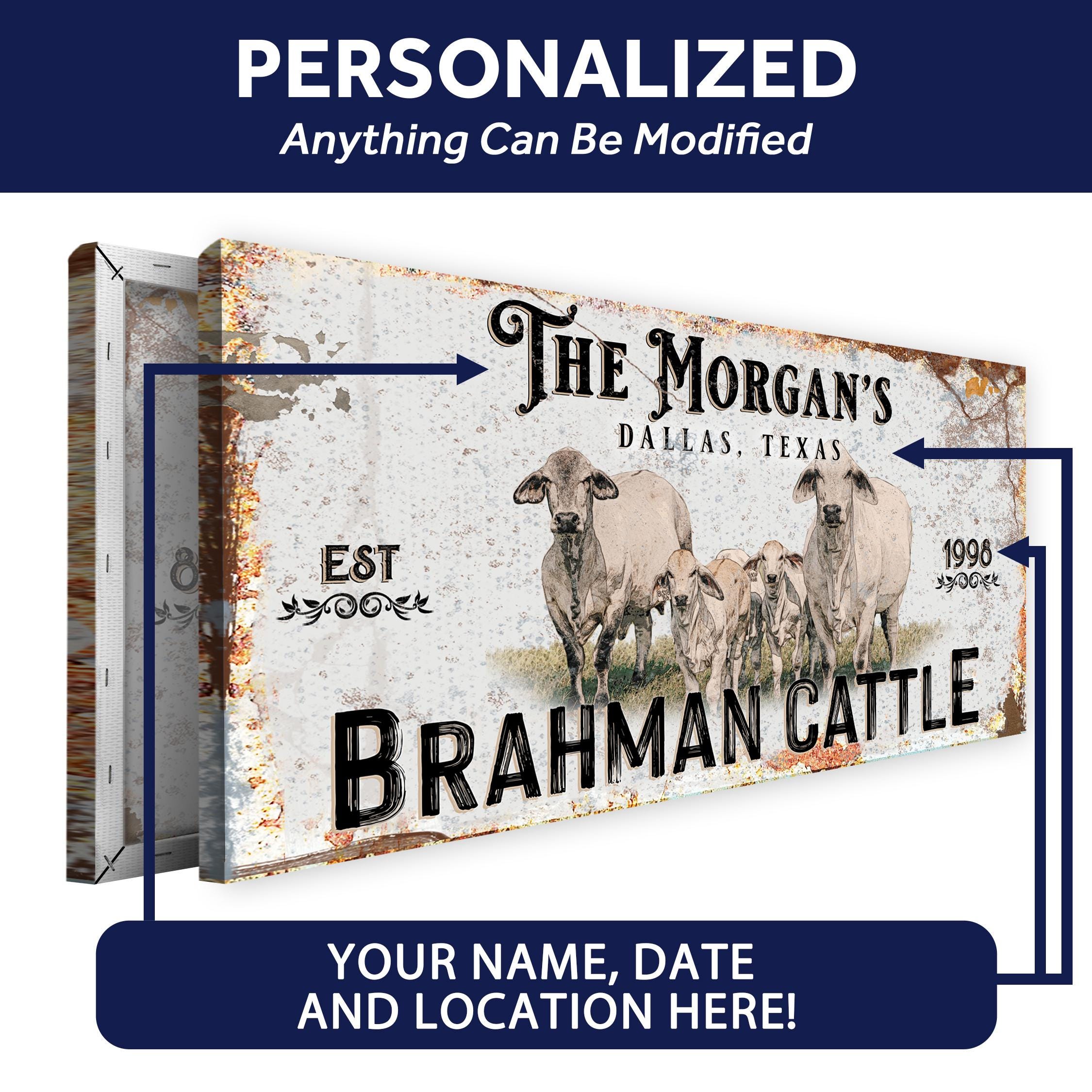 Brahman Cattle Wall Sign | Personalized Brahman Cow Sign Canvas ...