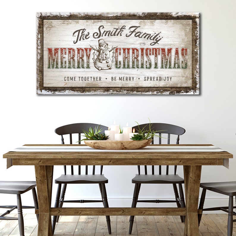 Personalized Christmas Sign | Christmas Decor Family Name | Christmas Snowman Print | Family Name Sign Winter Wall Art | Holiday Decor image 4