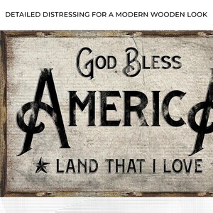 God Bless America Sign | Patriotic Wall Art | Land That I Love Living Room Wall Decor | Patriotic Canvas Home Decor | Independence Day Sign image 4