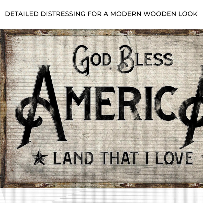 God Bless America Sign | Patriotic Wall Art | Land That I Love Living Room Wall Decor | Patriotic Canvas Home Decor | Independence Day Sign image 4