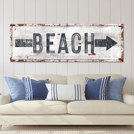 Rustic Beach Sign Left or Right Arrow| Beach House Living Room Sign