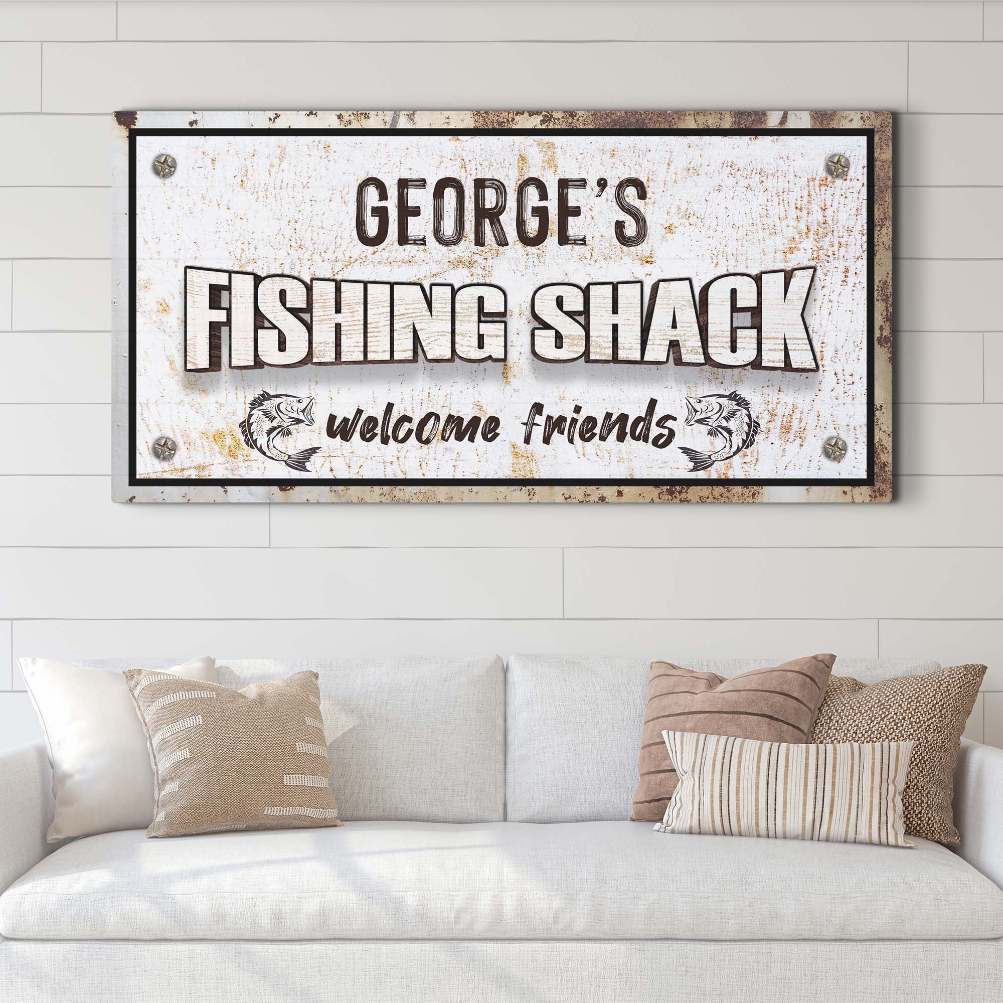Custom Name Fishing Shack Sign, Custom Fish Lover Lake House Wall Art, Rustic Fishing Shop Décor Ideas