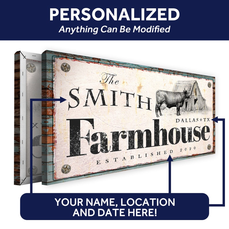 Farmhouse Sign | Homestead Sign | Family Name Sign Custom Canvas | Farm ...