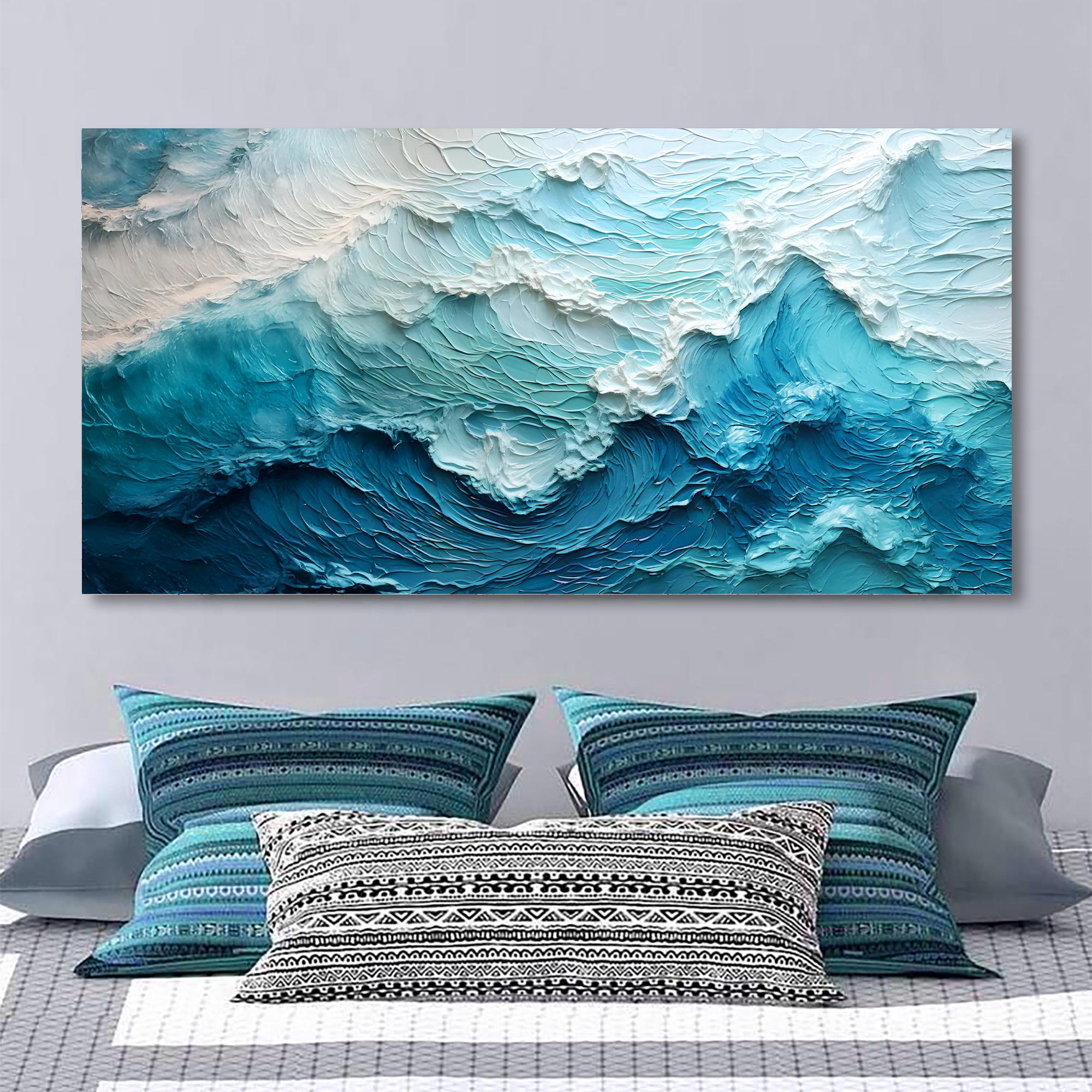Blue Ocean Coastal Wall Art | Ocean Wave Canvas Art | Coastal Wall Art | Abstract Blue Sea Painting | Modern Beach Decor | Ocean Artwork