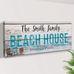 Custom Beach House Sign | Personalized Beach Wall Decor | Beach House Art Custom Family Name Sign Farmhouse Wall Art | Beach Art Custom Sign