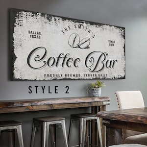 Coffee Bar Sign Freshly Brewed Coffee Beans Artwork Large Wall Art Coffee Station Sign Personalized Housewarming Gift for Coffee Lovers Style 2