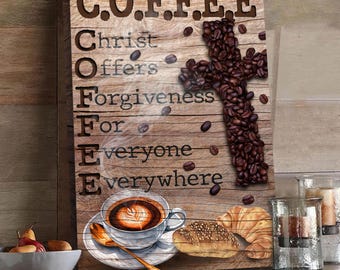 Christ Offers Forgiveness For Everyone Everywhere Wall Art | Kitchen And Dining Room Sign | Breakfast Nook Sign Decor | Coffee Corner Sign
