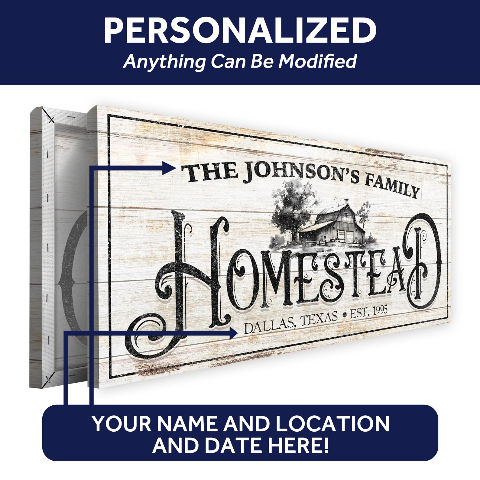 Homestead Sign Design Custom Homestead Sign Decor | Rustic Farmhouse Canvas Sign | Family ...