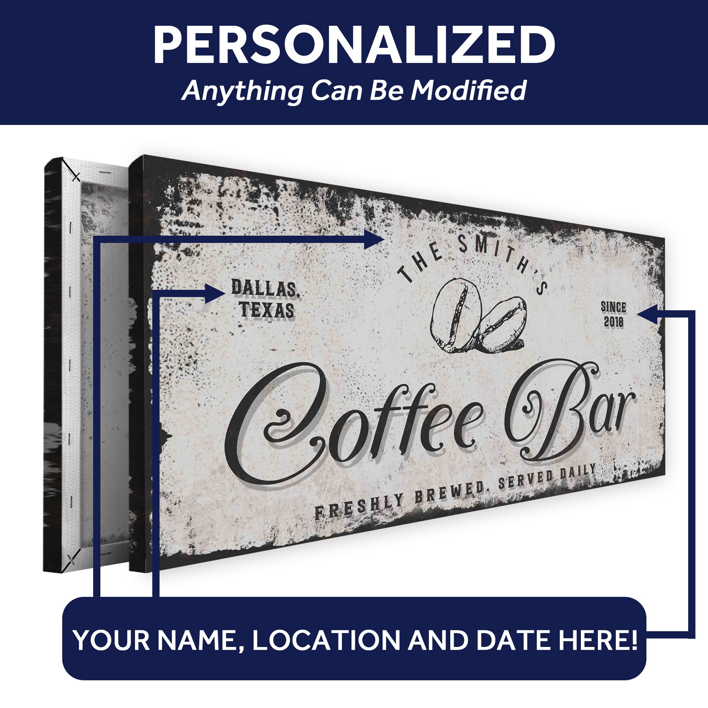 Enseigne personnalisée de bar à café Enseigne personnalisée de nom de