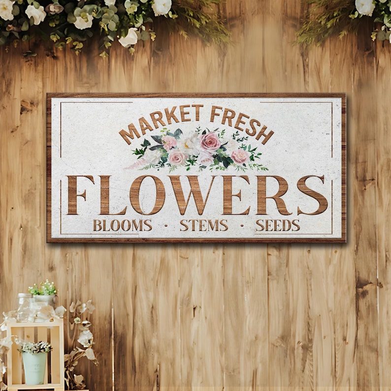 Fresh Flower Market Sign | Spring Sign | Living Room Sign | Farmhouse ...