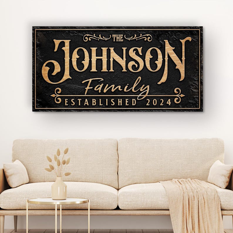 Custom Name Sign Canvas | Personalized Last Name Sign | Family Name ...