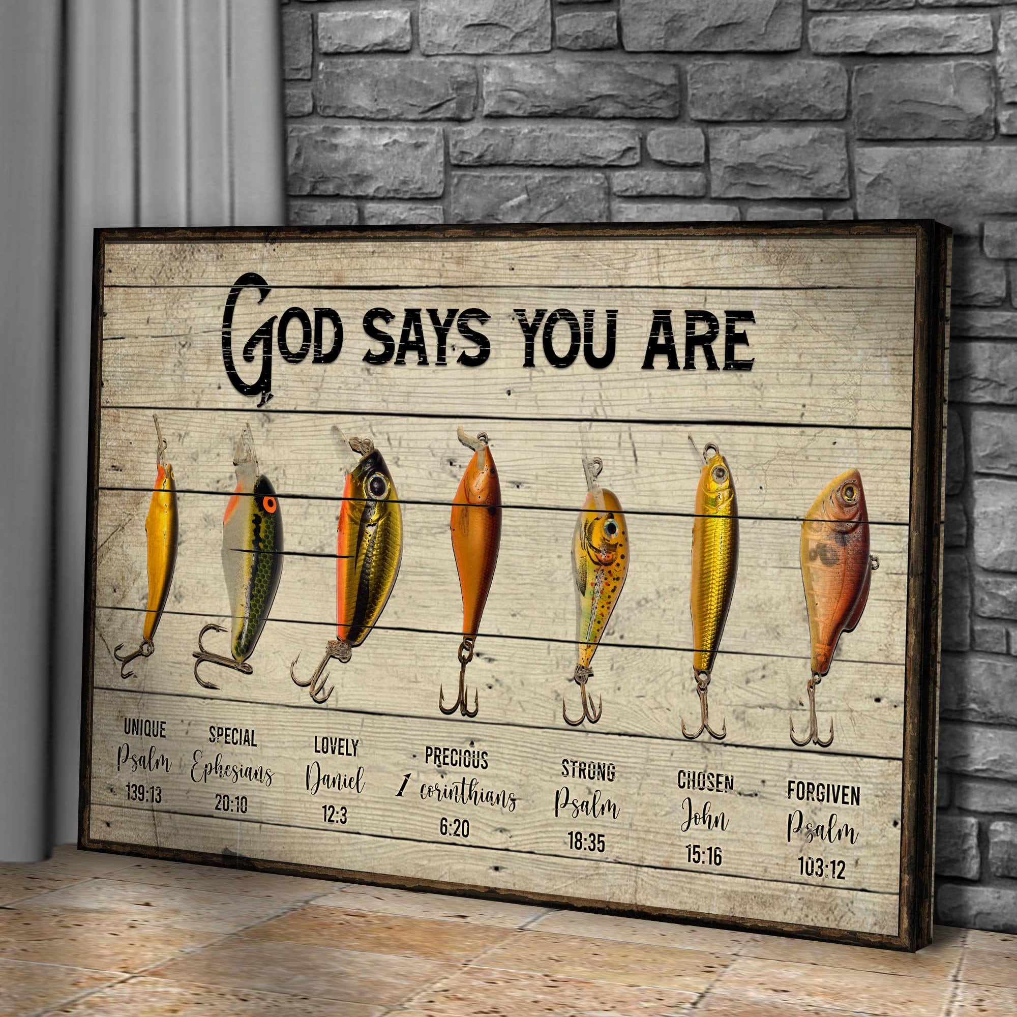 Fishing Gifts Fishing Sign God Says You Are Canvas Christian Wall Art  Farmhouse Wall Decor Bible Quotes Sign Gift for Christians 