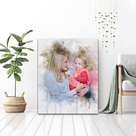 Mothers Day Gift From Daughter | Digital Family Photo Wall Decor | Mother Daughter Gift Family Canvas Art | Mommy and Me Portrait Wall Art