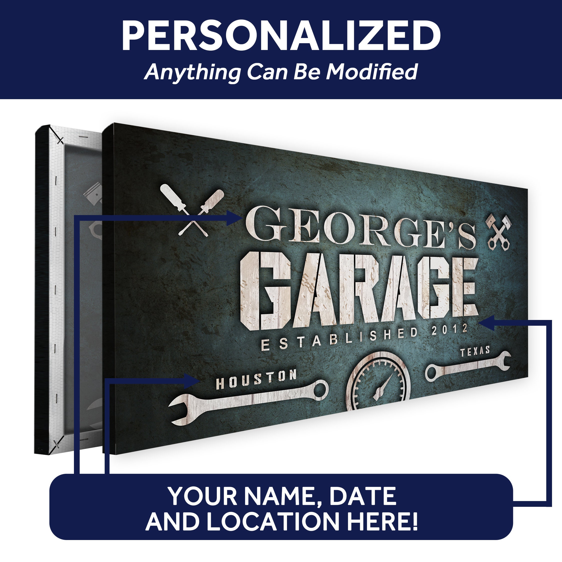 Garage Sign Custom Man Cave Sign Personalized Workshop Decor Mechanic ...