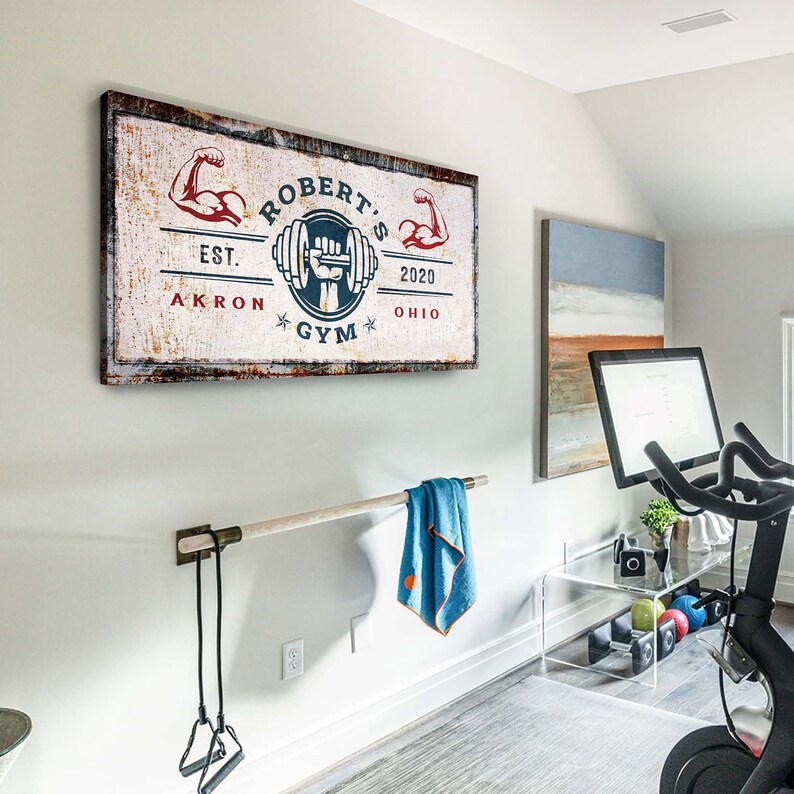 Home Personalized Gym Wall Art Workout Room Sign Artwork Etsy