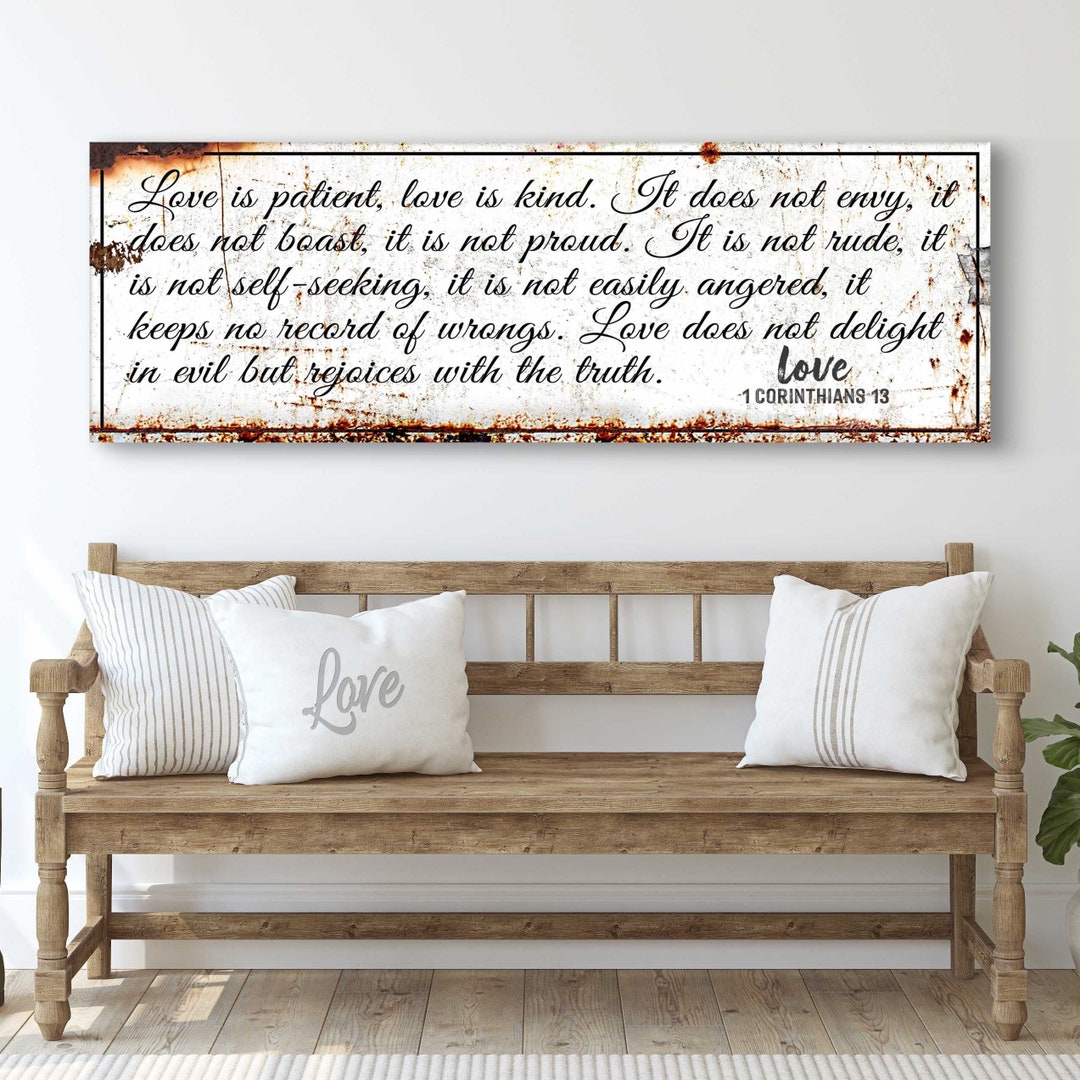1 Corinthians 13 Bible Sign | Love is Patient Love is Kind Wall Decor ...