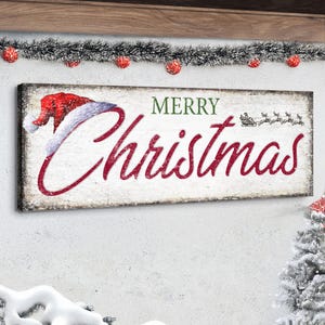 Merry Christmas Sign Decor | Rustic Farmhouse Holiday Decor | Vintage Merry Christmas Sign | Holiday Gift Wall Art | Christmas Wall Decor