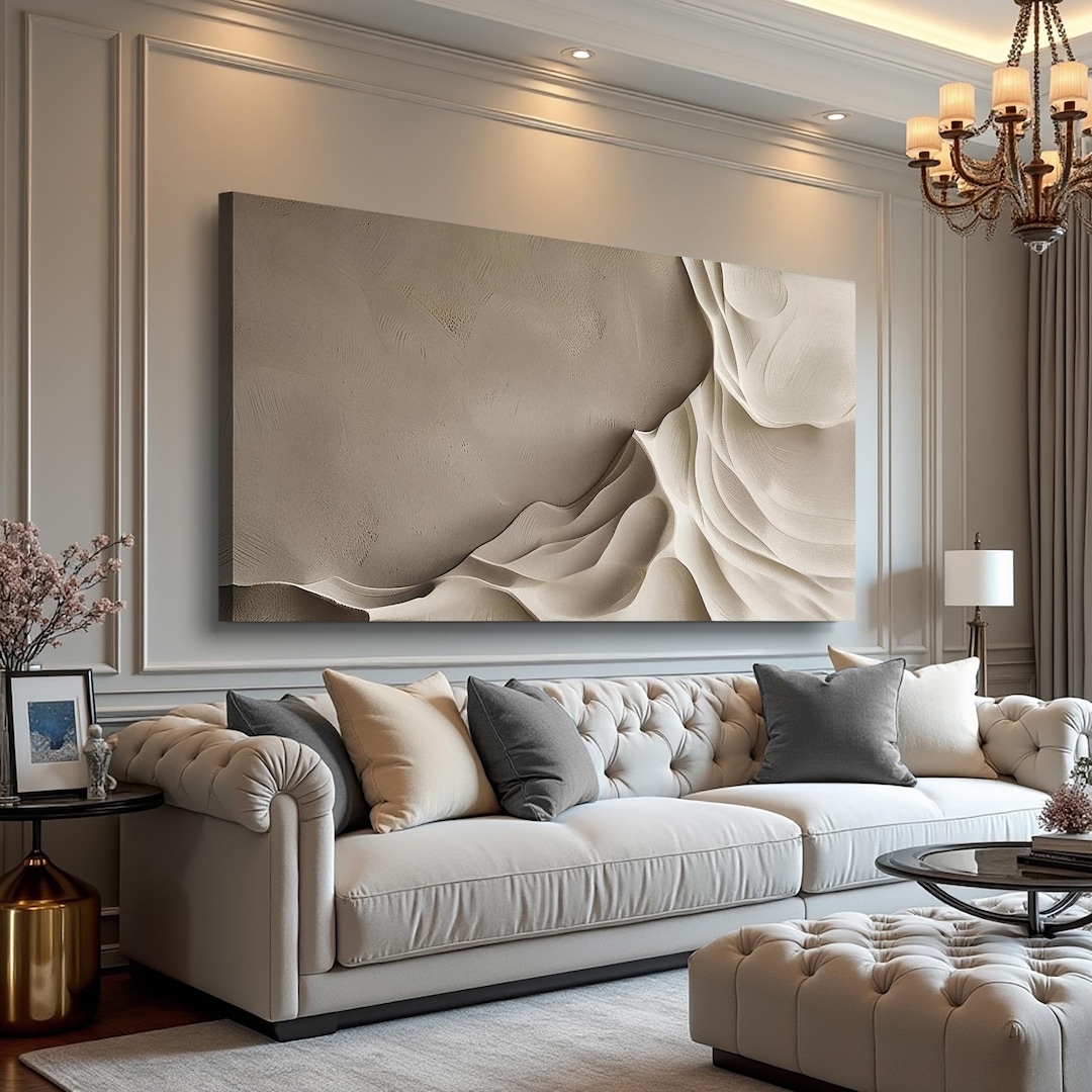 Beige Minimalist Wall Art | Beige Abstract Wall Decor | Contemporary ...