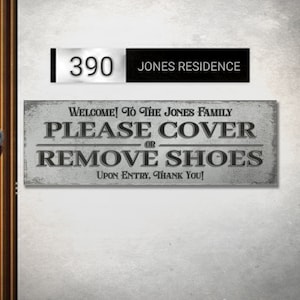 No Shoes Sign | Remove Shoes Sign | Entryway Sign Custom Canvas | Shoes Off Sign | Living Room Wall Decor | Last Name Wall Art