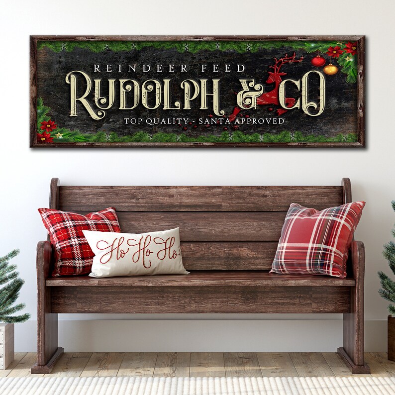 Reindeer Sign | Approved by Santa Christmas Reindeer Wall Decor | Santa Approved Christmas Canvas | Christmas Art Holiday Decor image 2