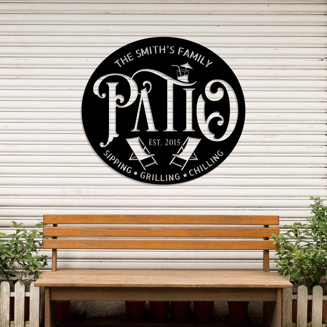 Personalized Backyard Patio Metal Sign | Backyard Bar Sign | Outdoor ...