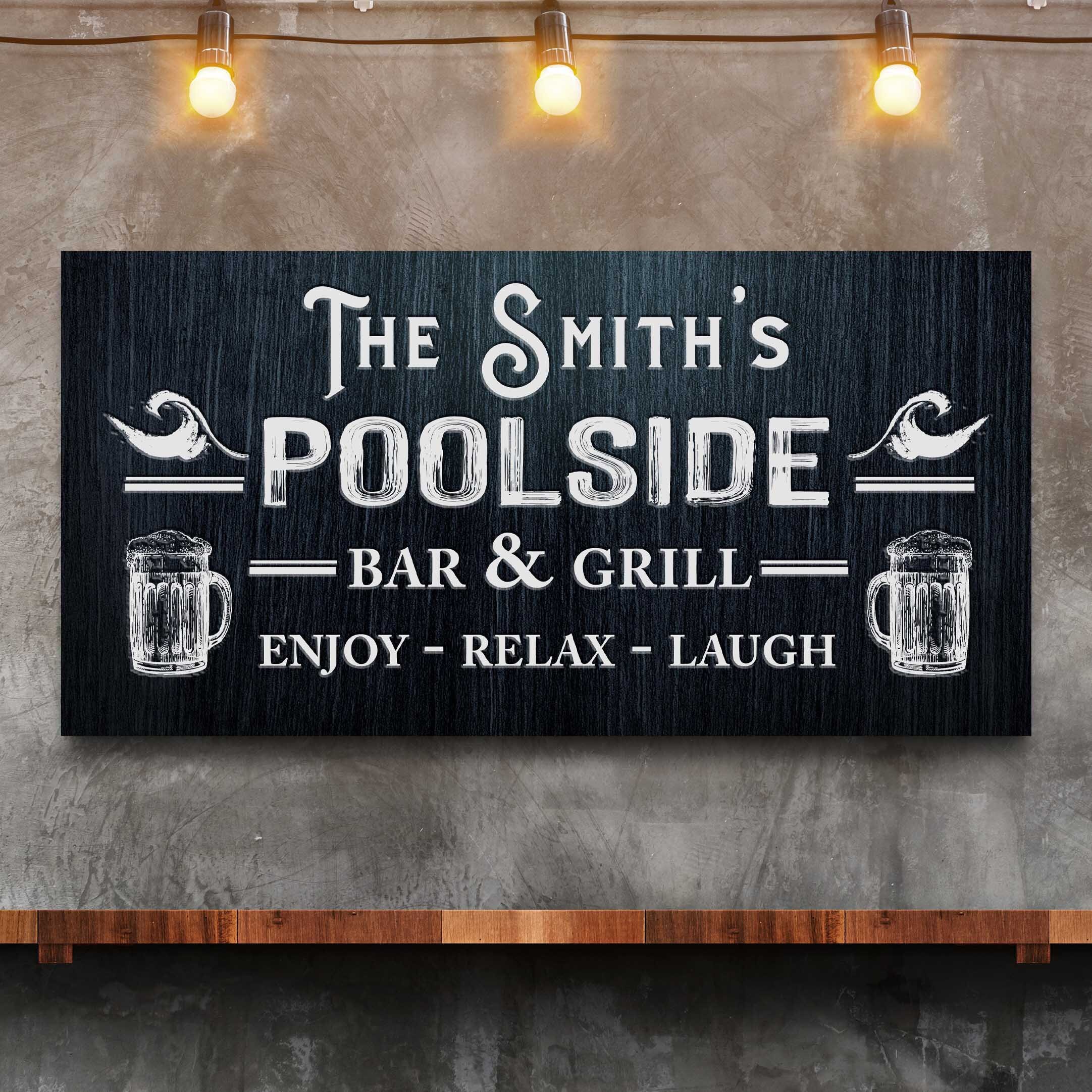 Poolside Bar And Grill Sign Basement Bar Wall Decor Poolside Etsy