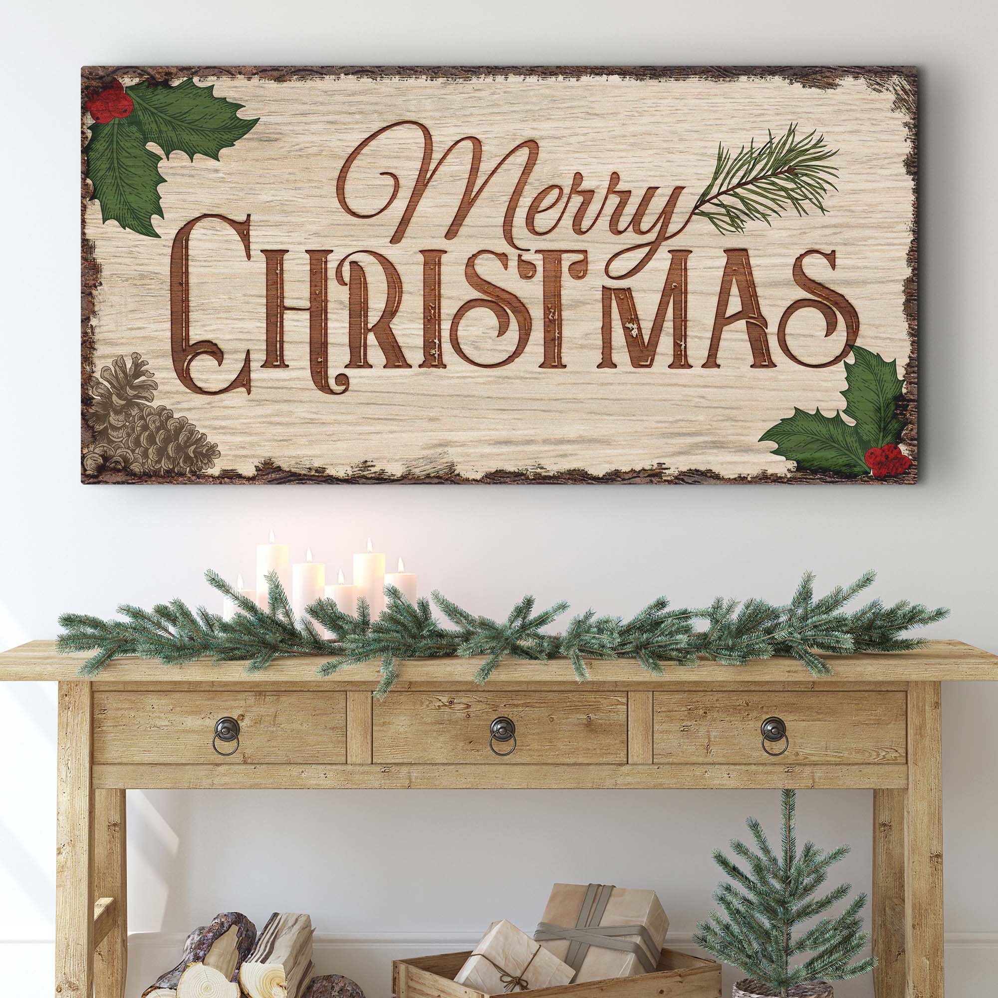 Merry Christmas Signs | Farmhouse Christmas Wood Wall Decor | Christmas