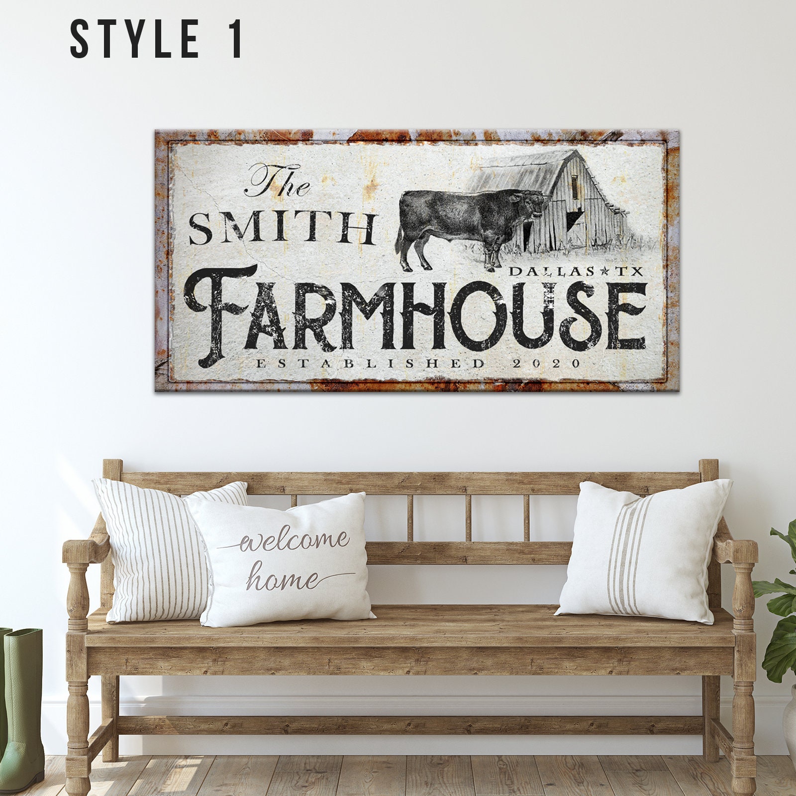 Farmhouse Sign | Cattle Ranch Canvas | Family Farm Sign | Farm Wall Art ...