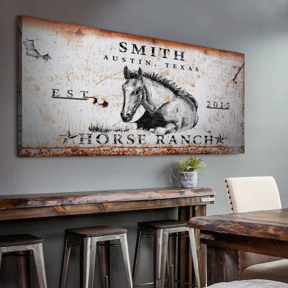 Vintage Style Horse Decor | Primitive Horse Farm Sign | Ranch Sign Horse Wall Art | Vintage Horse Print  Ranch Wall Decor | Farm Wall Decor