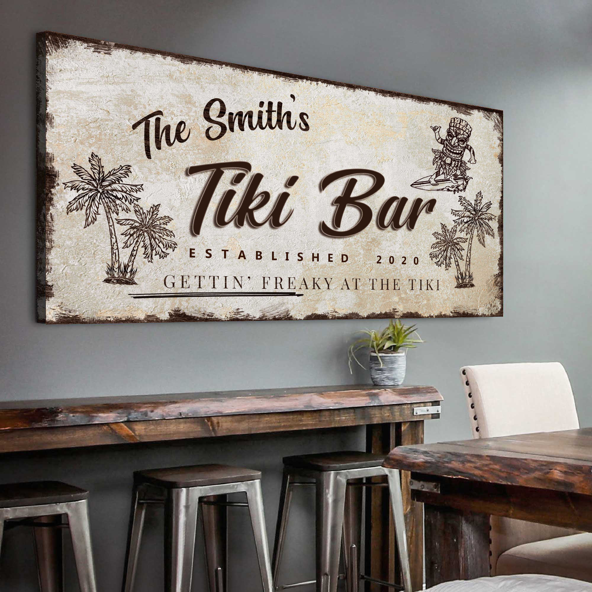 Tiki Bar Sign | Rustic Home Bar Wall Decor | Established Tiki Bar
