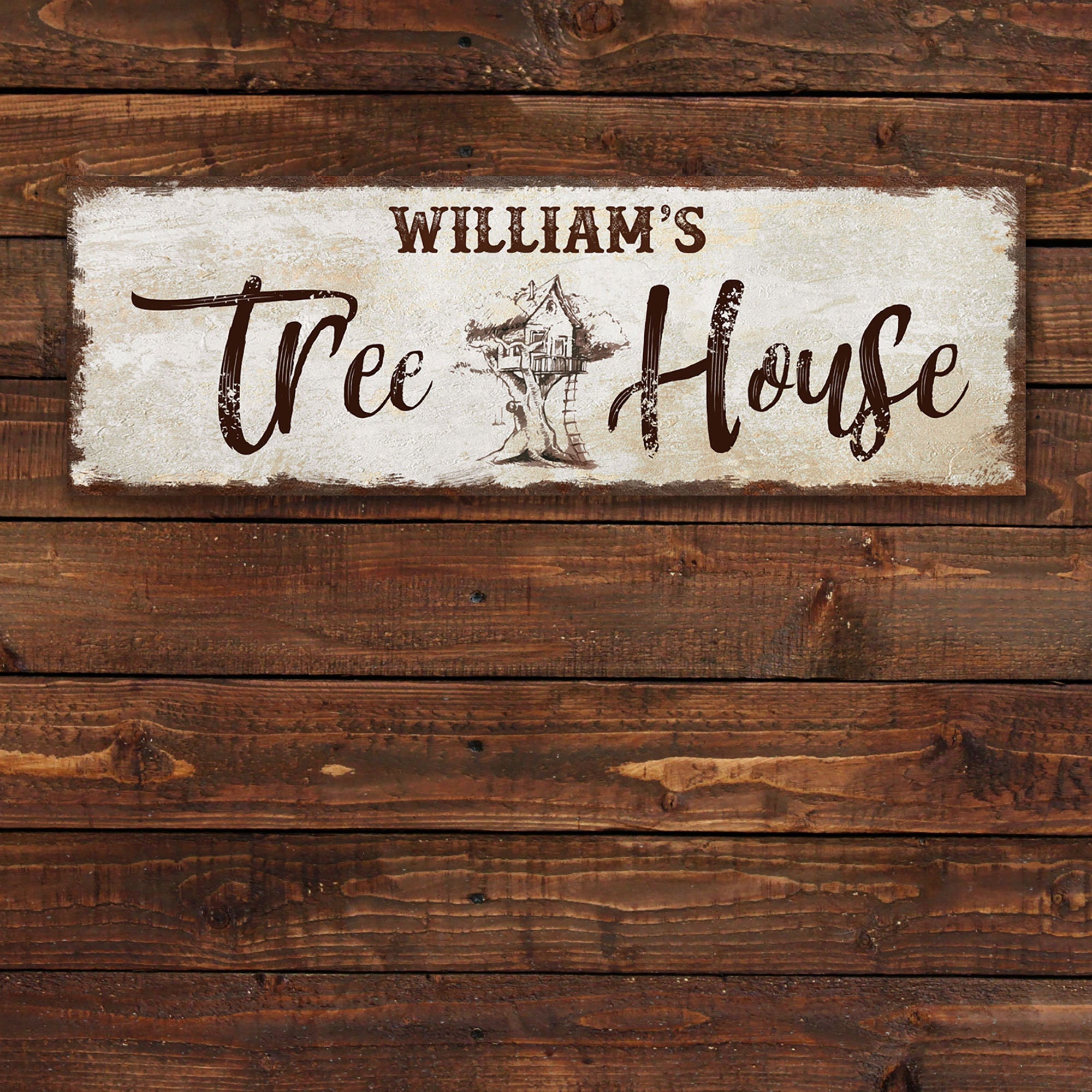 JBYMsign Vintage Treehouse Street Sign - Metal Tin Wall Decor, 16 X 4 Inches, Retro Style