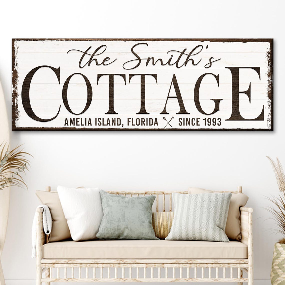 Custom Cottage Sign Decor | Beach House Sign Canvas | Coastal Wall Art ...