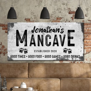 Man Cave Sign | Man Cave Decor Personalized Bar Wall Art | Custom Man Cave Sign Canvas Wall Decor | Established Man Cave Gift Sign image 5