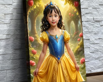 Personalized Princess Portrait From Photo | Princess Room Decor | Princess Portrait for Girls | Custom Royal Portrait | Birthday Gift